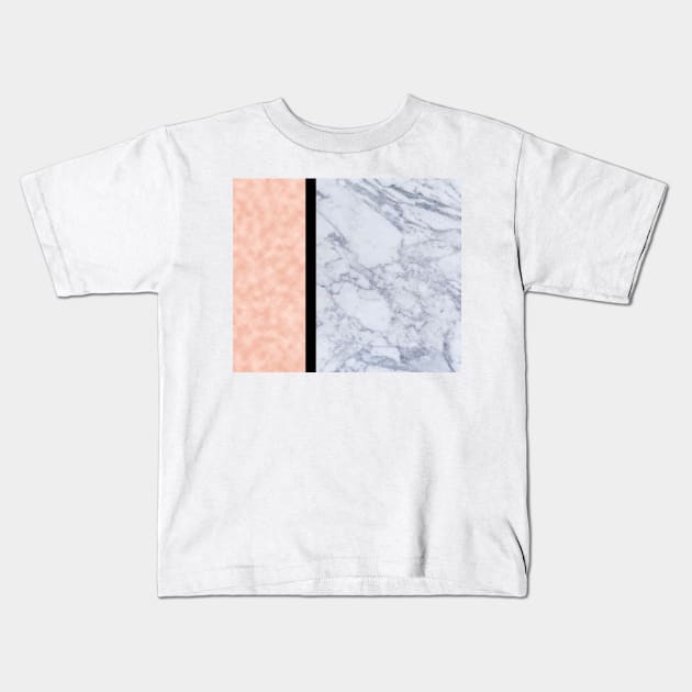 Modern candy pink and marble Kids T-Shirt by marbleco